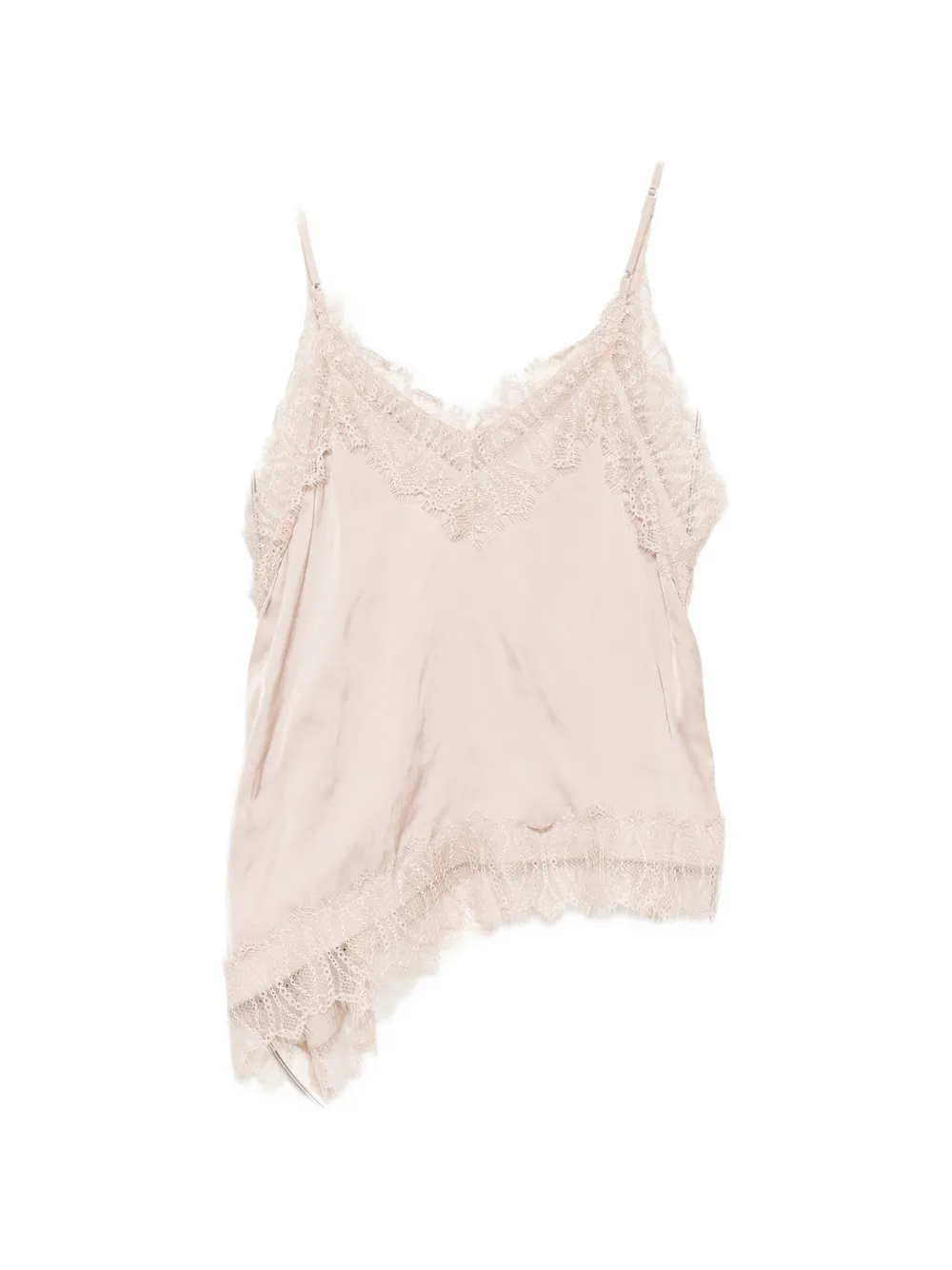 Luisa Cerano Asymmetrische blouse met kanten afwerking Beige