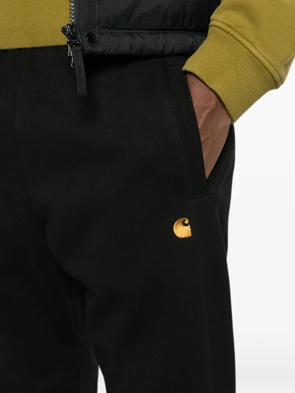Carhartt WIP Chase elastische trainingsbroek met geborduurd logo Zwart