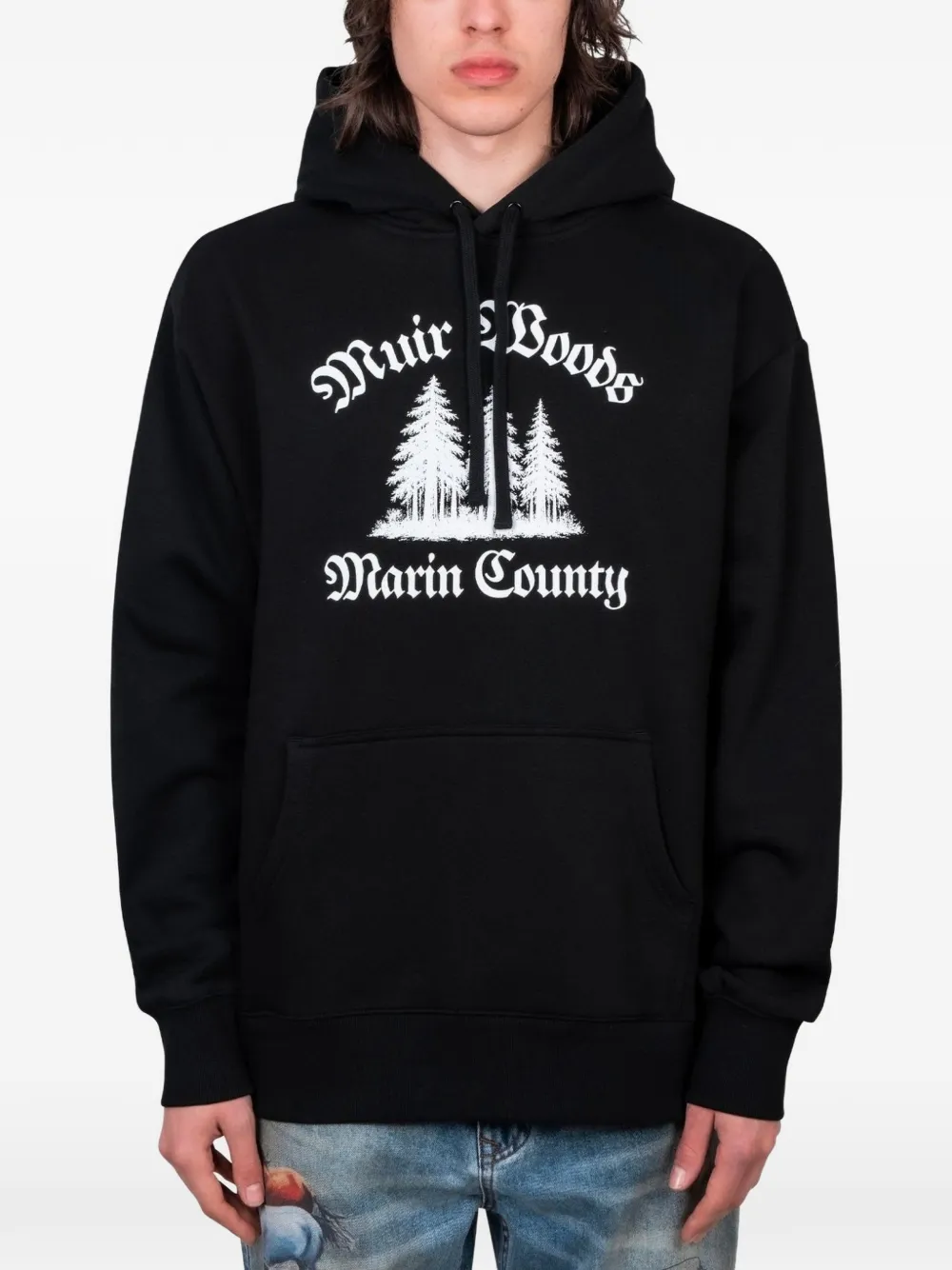 Afield Out Muir Print Hoodie In Black