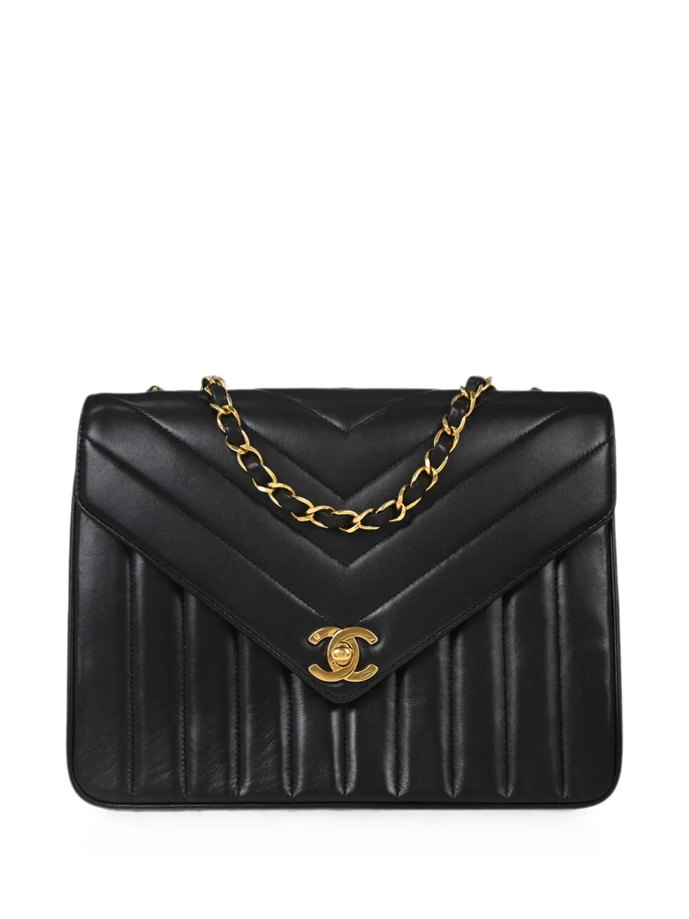 CHANEL Pre-Owned 1992 Chevron Mademoiselle shoulder bag - Nero