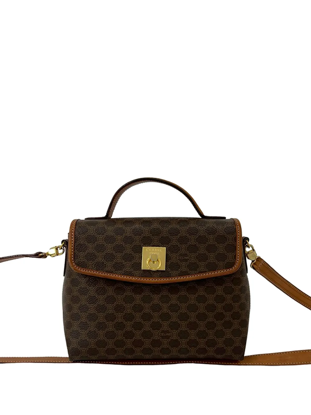 Celine Pre-Owned 2012 Macadam Coated Canvas satchel - Braun