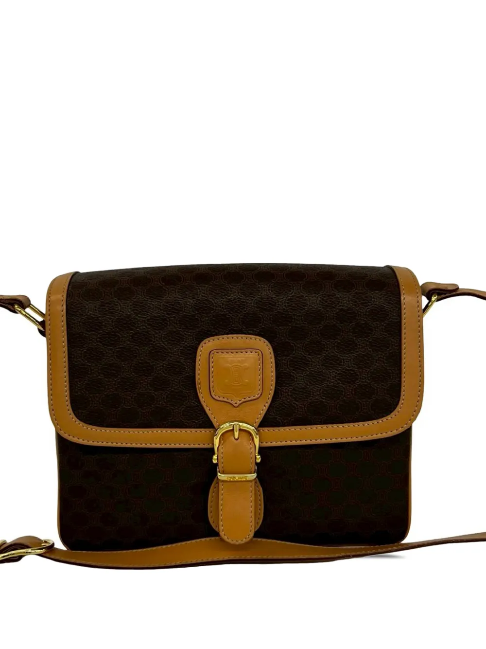 Celine Pre-Owned 2014 Macadam Coated Canvas crossbody bag - Braun