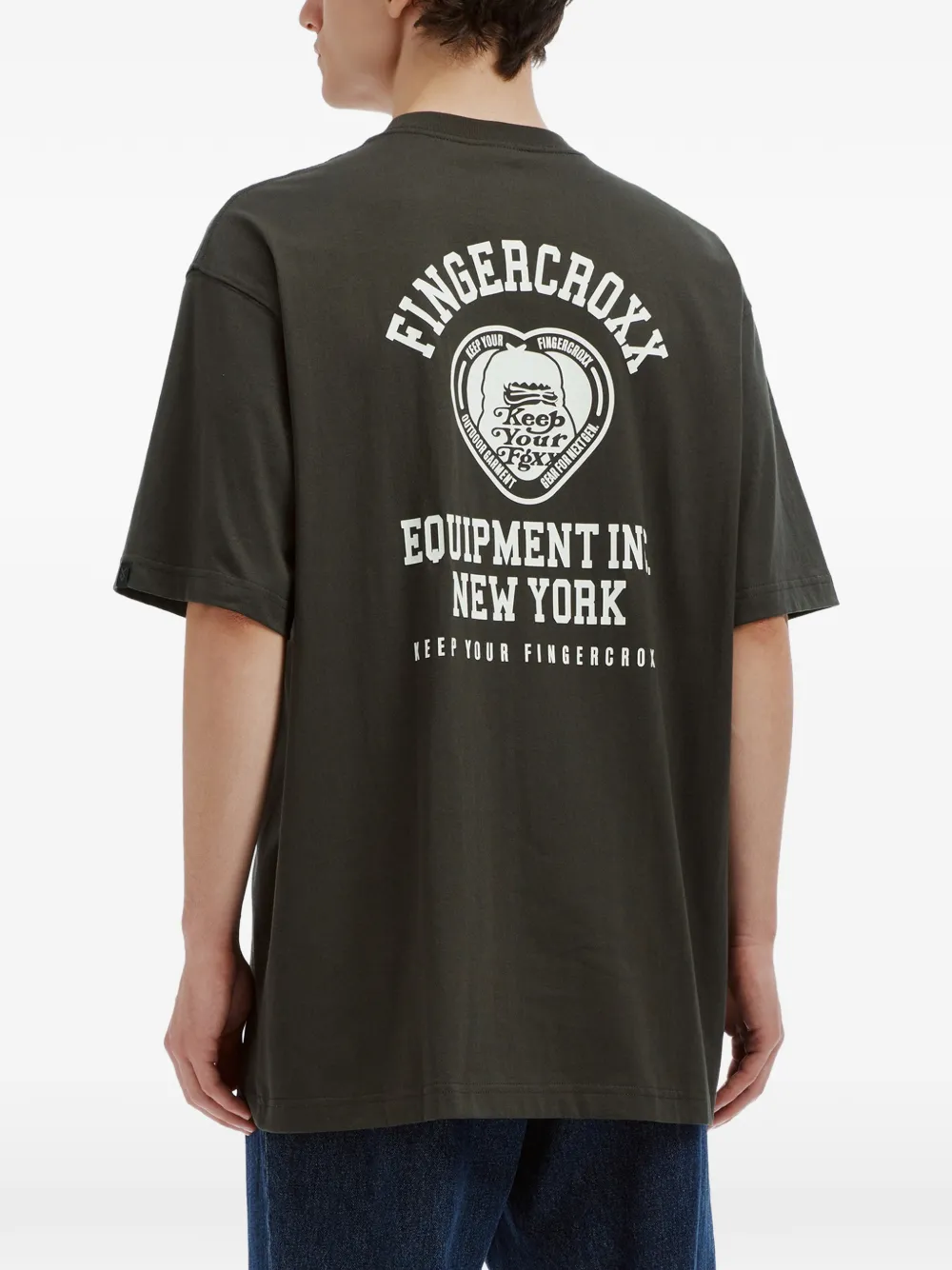 FINGERCROXX Katoenen T-shirt met logoprint Grijs