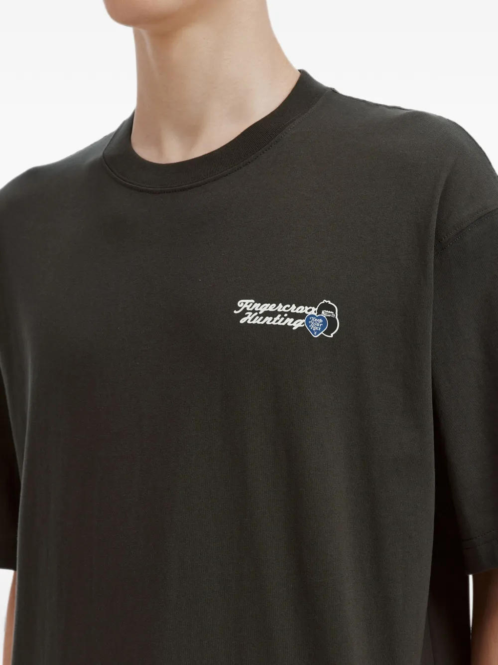 FINGERCROXX Katoenen T-shirt met logoprint Grijs