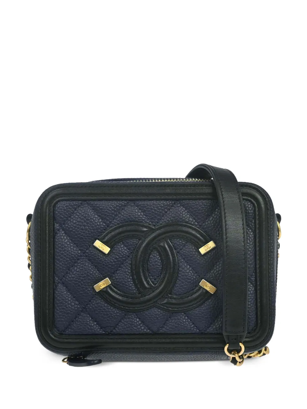 CHANEL Pre-Owned 2018 Filigree quilted make-up bag - Blu