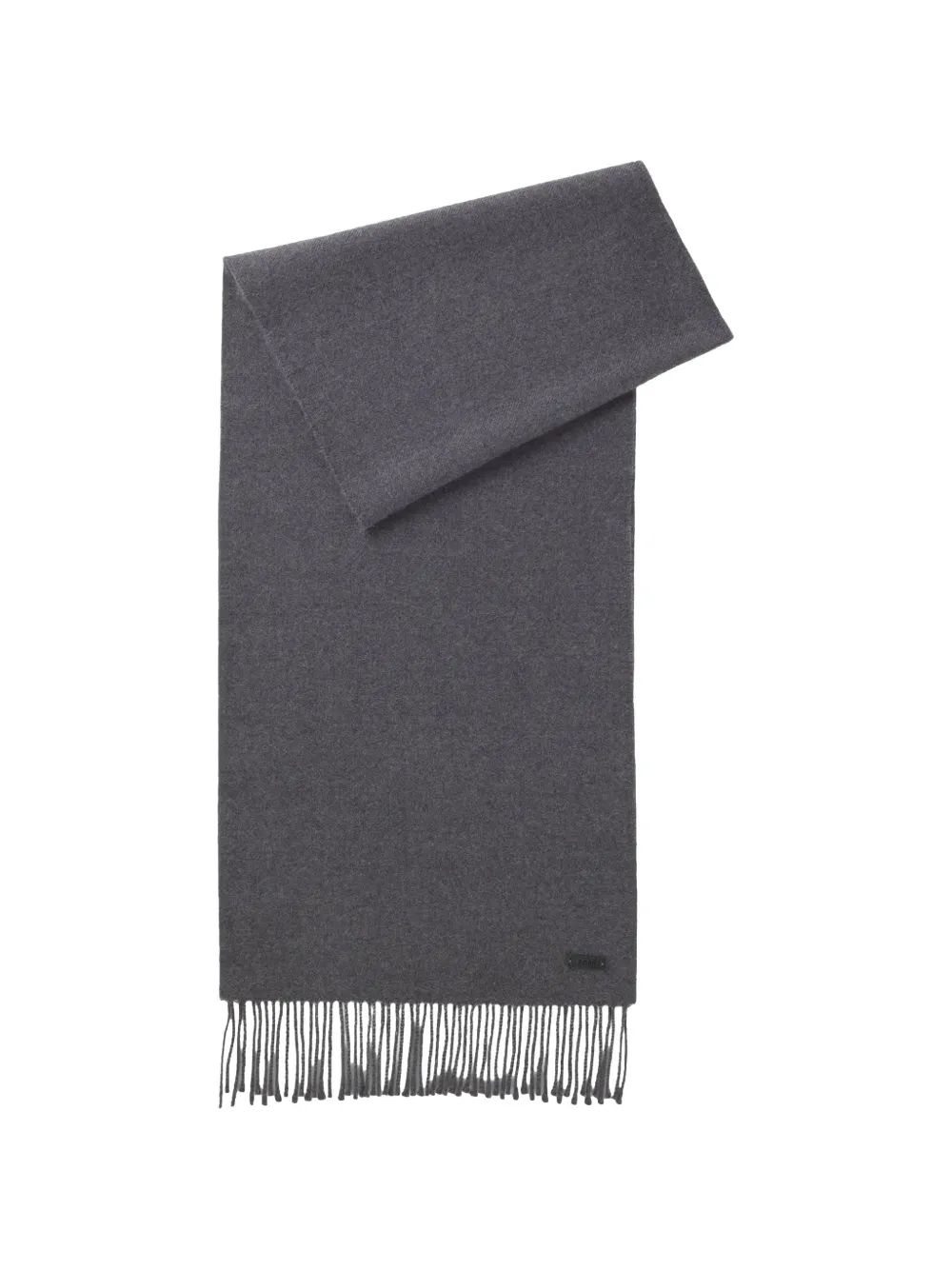 BOSS Italian-made wool scarf with logo patch - Grigio