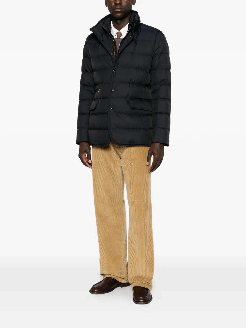Moorer quilted high-neck jacket Blauw