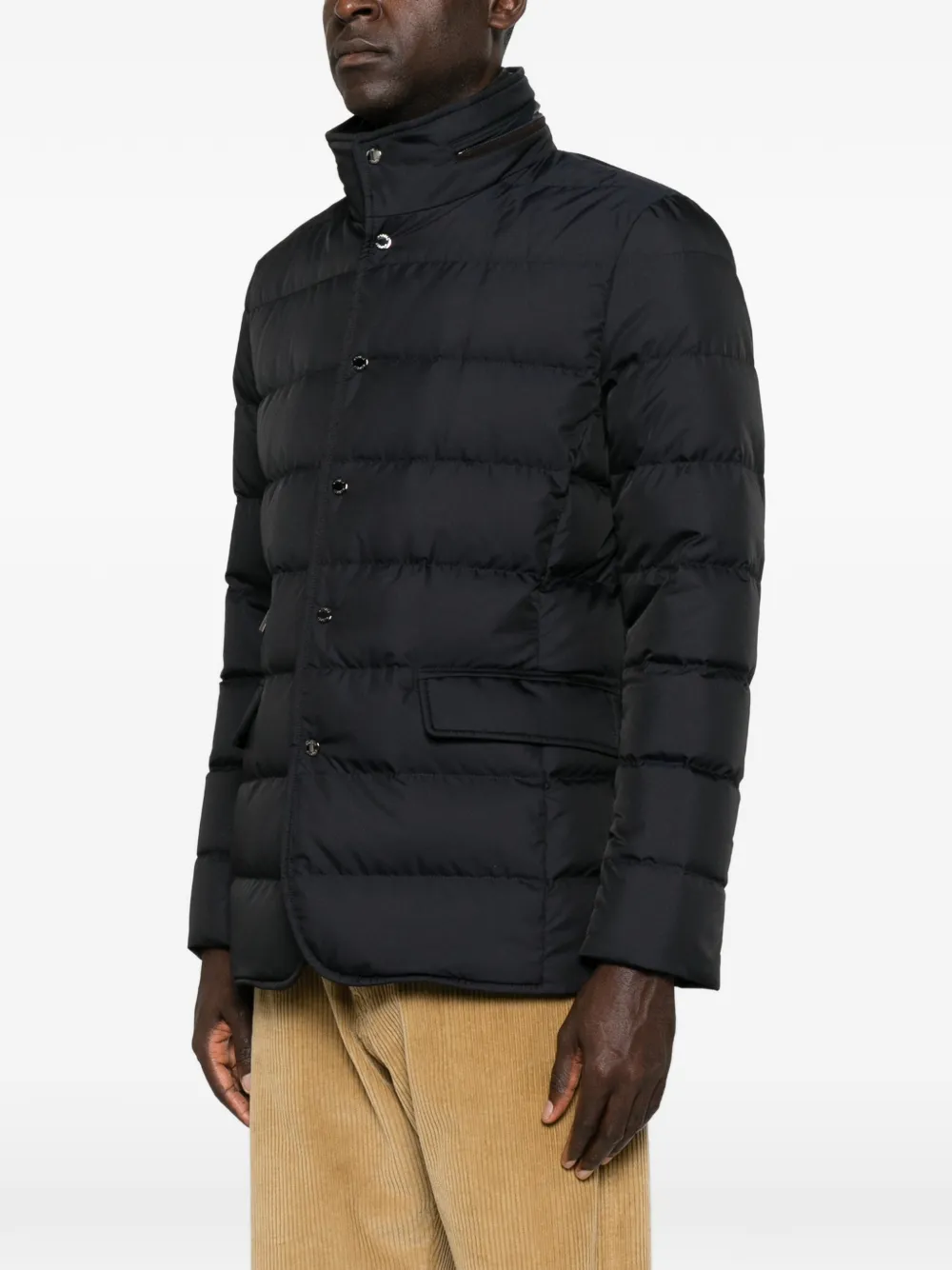 Moorer quilted high-neck jacket Blauw