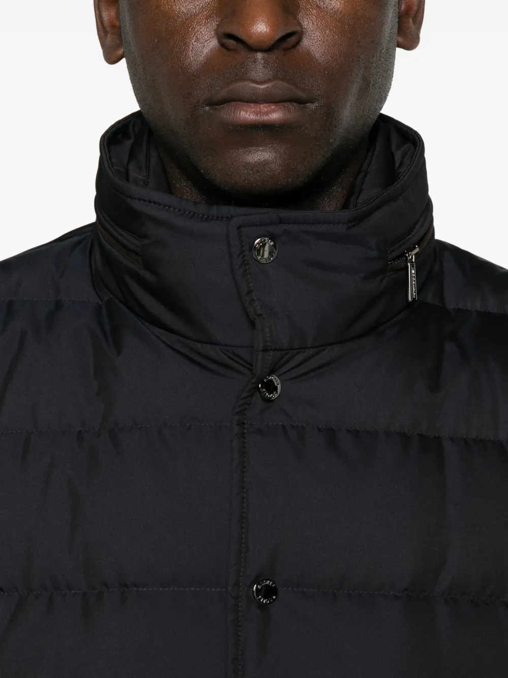 Moorer quilted high-neck jacket Blauw