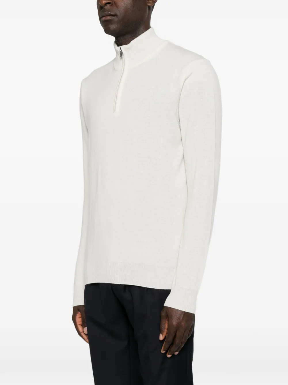 Corneliani Gebreide trui met kwartrits Beige