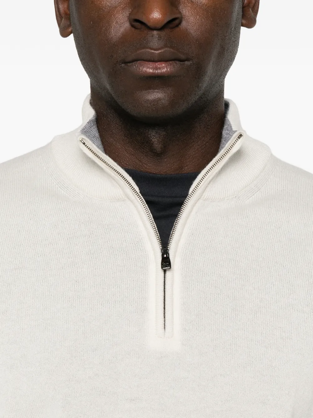Corneliani Gebreide trui met kwartrits Beige