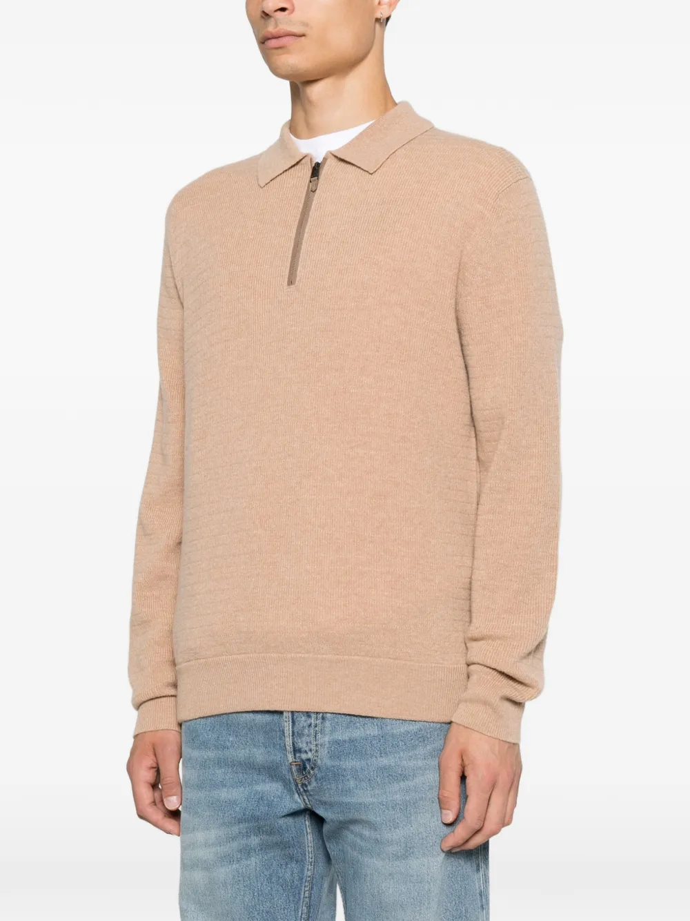 Canali Gebreide trui met kwartrits Beige