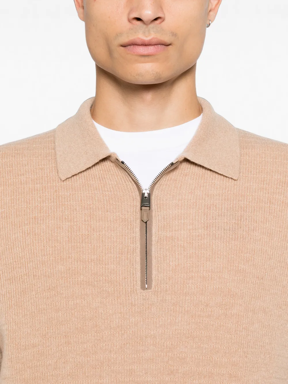 Canali Gebreide trui met kwartrits Beige