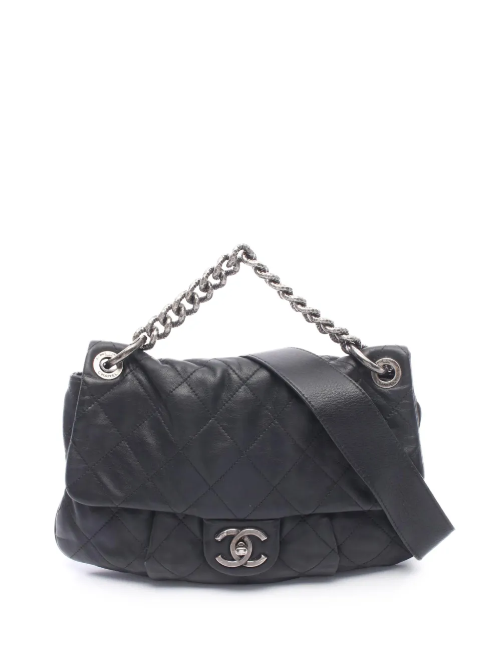 CHANEL Pre-Owned 2012 Quilted Calfskin Coco Pleats Messenger Bag satchel - Nero