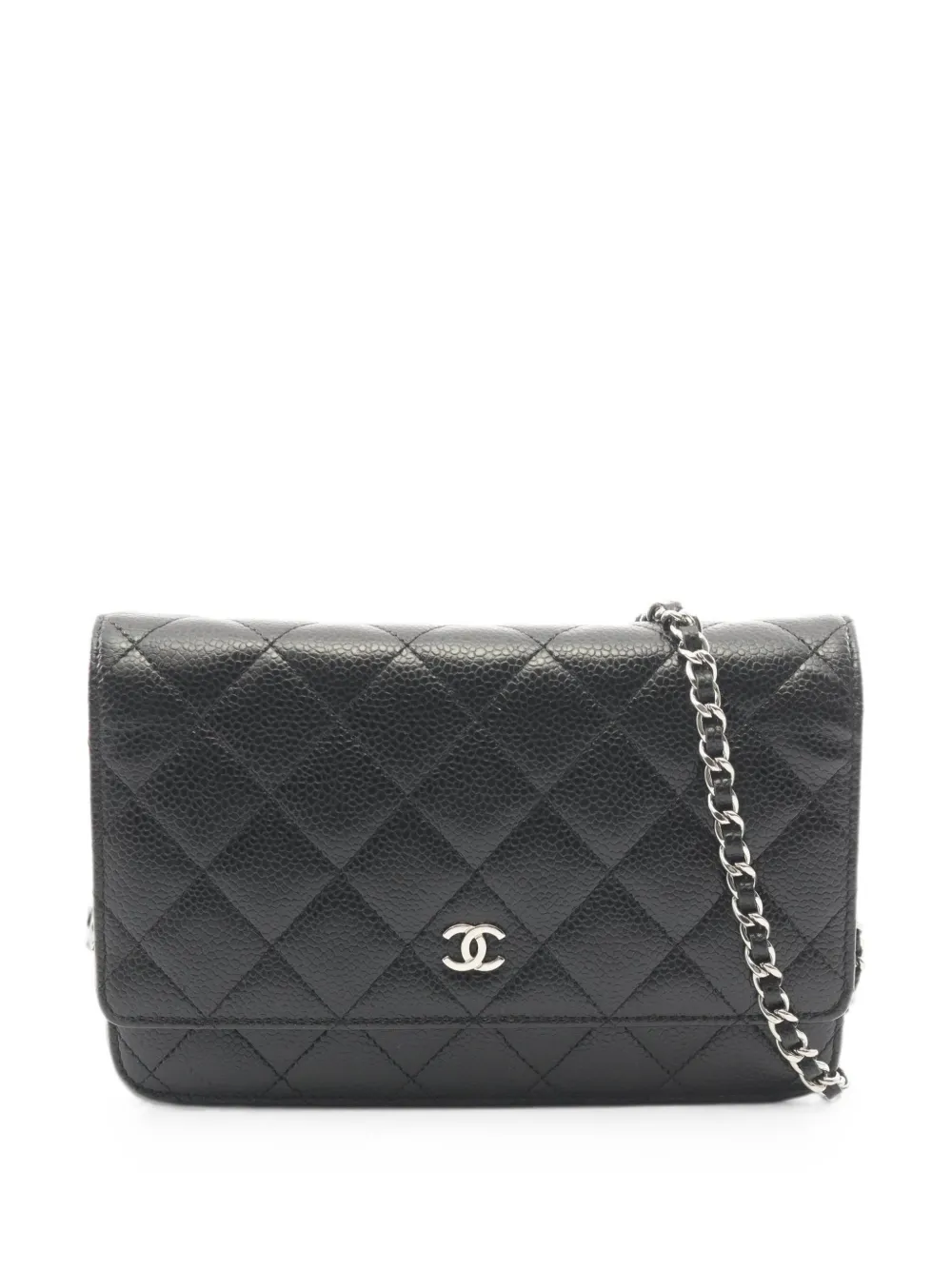 CHANEL Pre-Owned 2018 Matelasse Caviar leather chain clutch bag - Nero