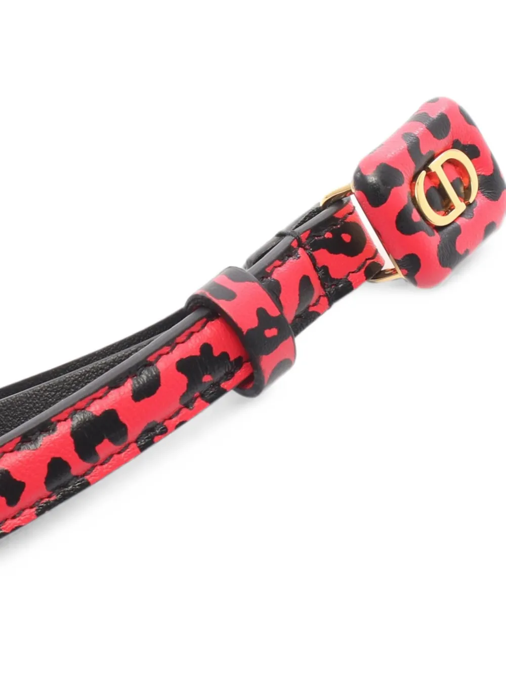 Pre-owned Dior 2010s Cd Logo Leopard-print Belt In Red