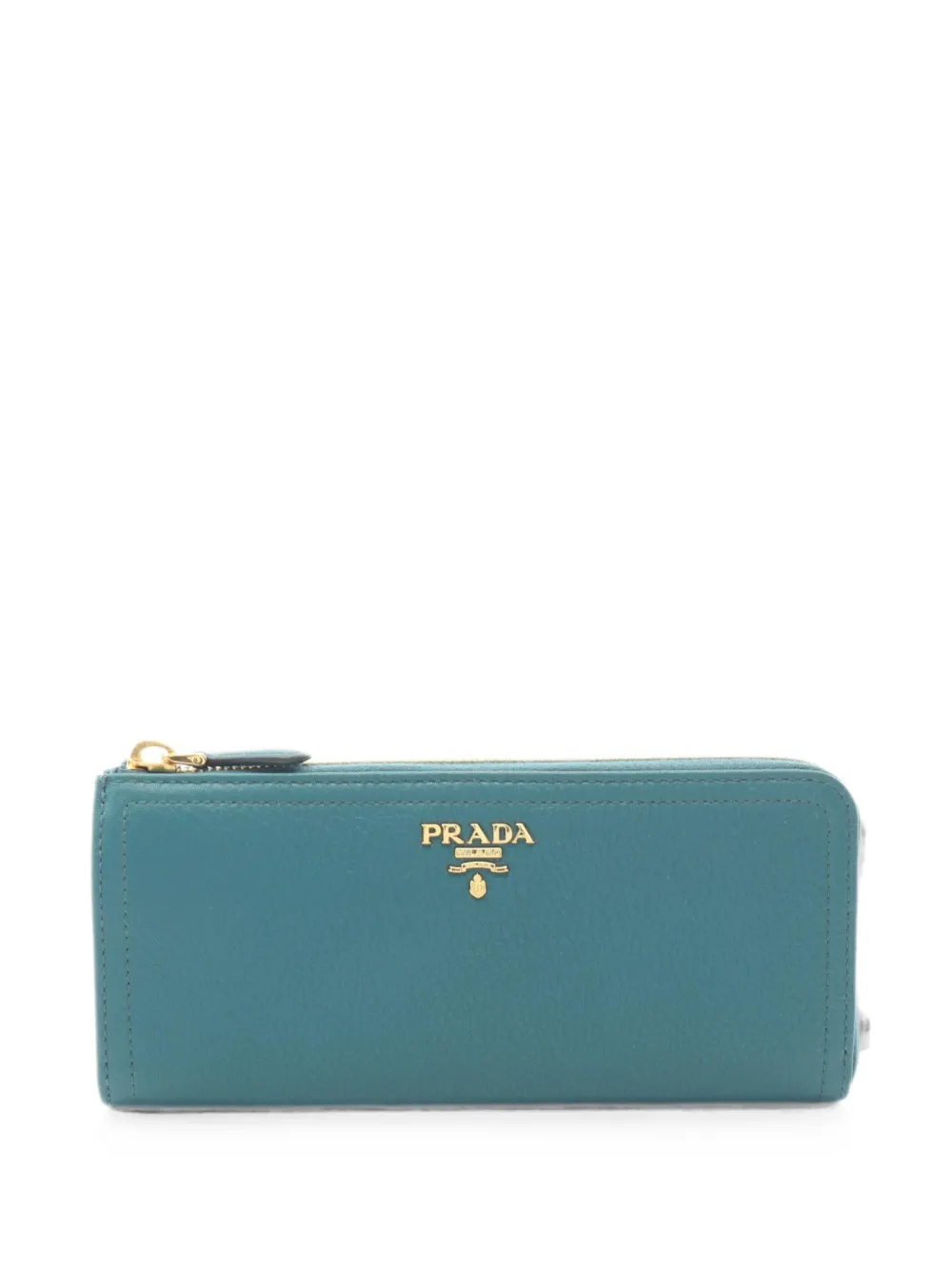 Prada Pre-Owned 2010s metal logo L-shaped wallet - Blau