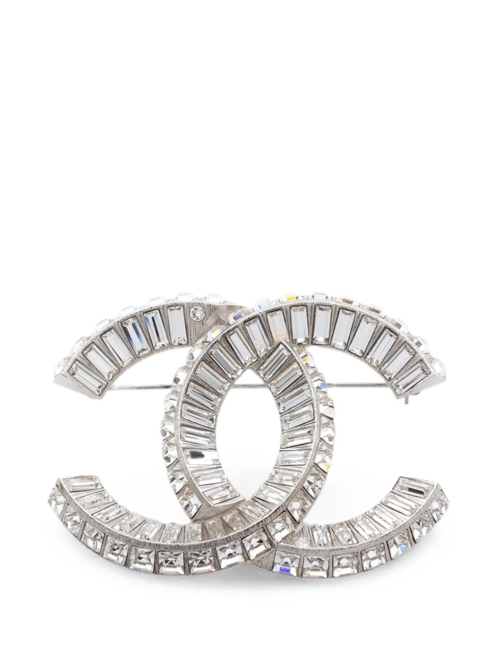 CHANEL Pre-Owned 2020 Coco Mark rhinestone brooch - Silber