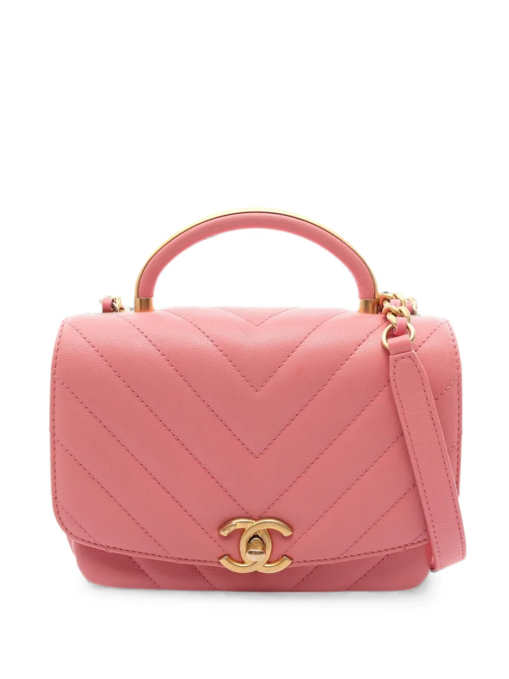 CHANEL Pre-Owned 2019 Chevron V-stitch shoulder bag - Rosa