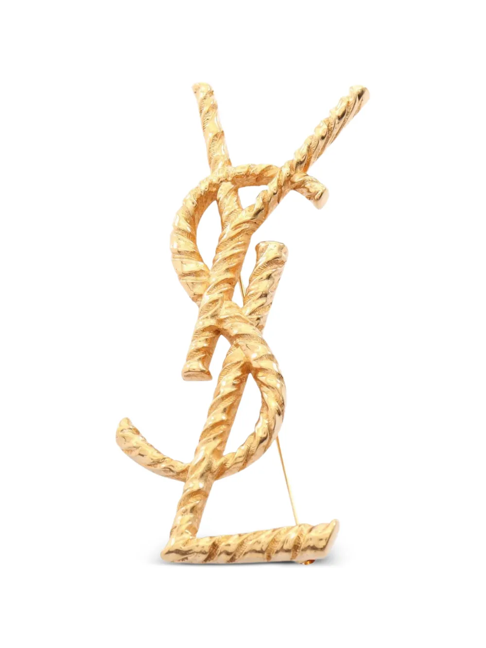 Saint Laurent Pre-Owned 2010s Opyum twisted brooch - Gold