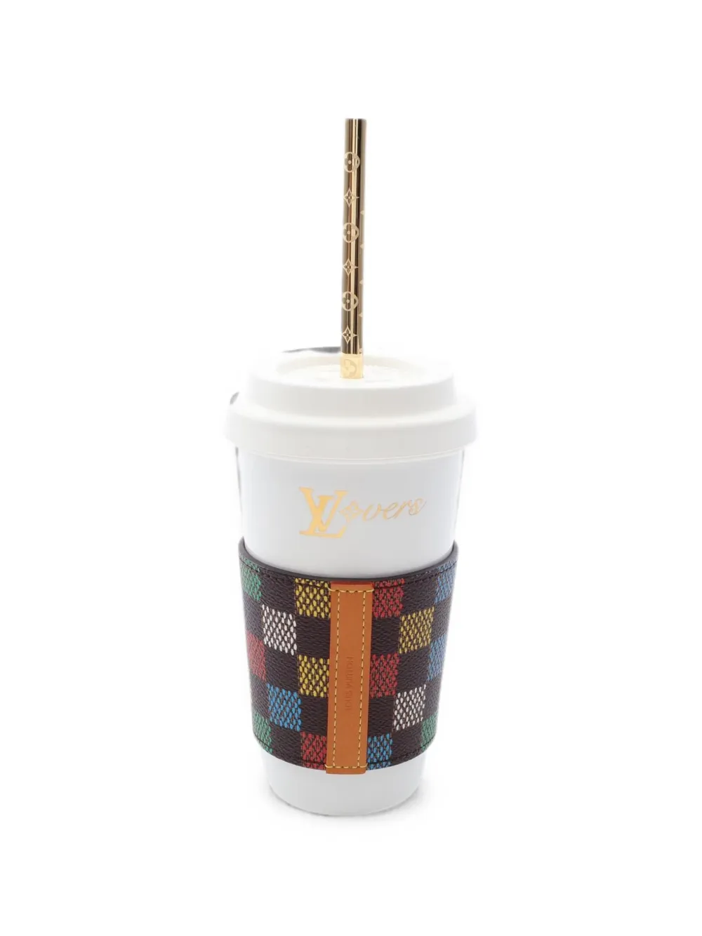 Louis Vuitton Pre-Owned 2010s Damier cup and straw - Bianco