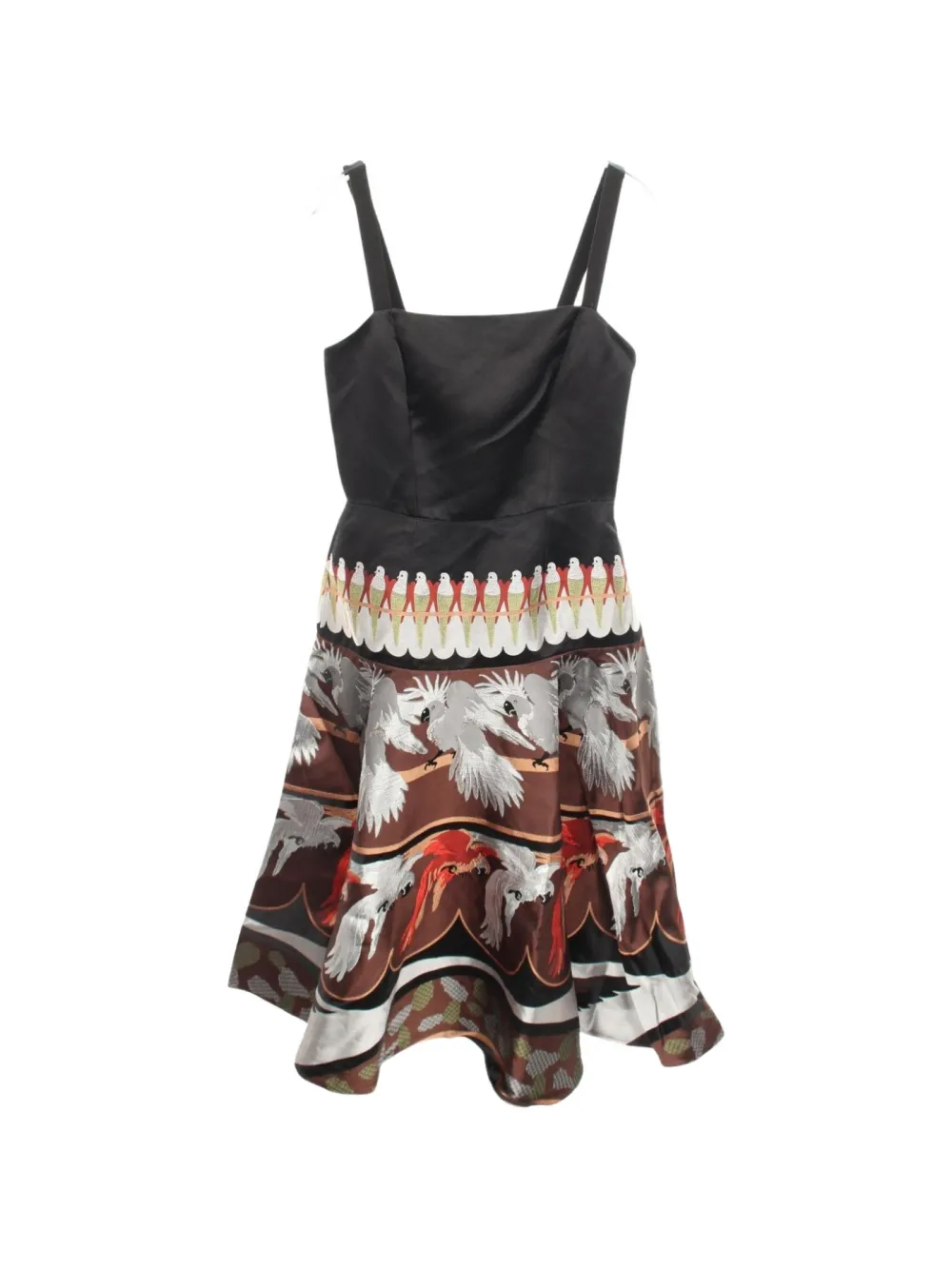 Fendi Pre-Owned 2010s Camisole-Kleid mit Papagei-Stickerei - Schwarz