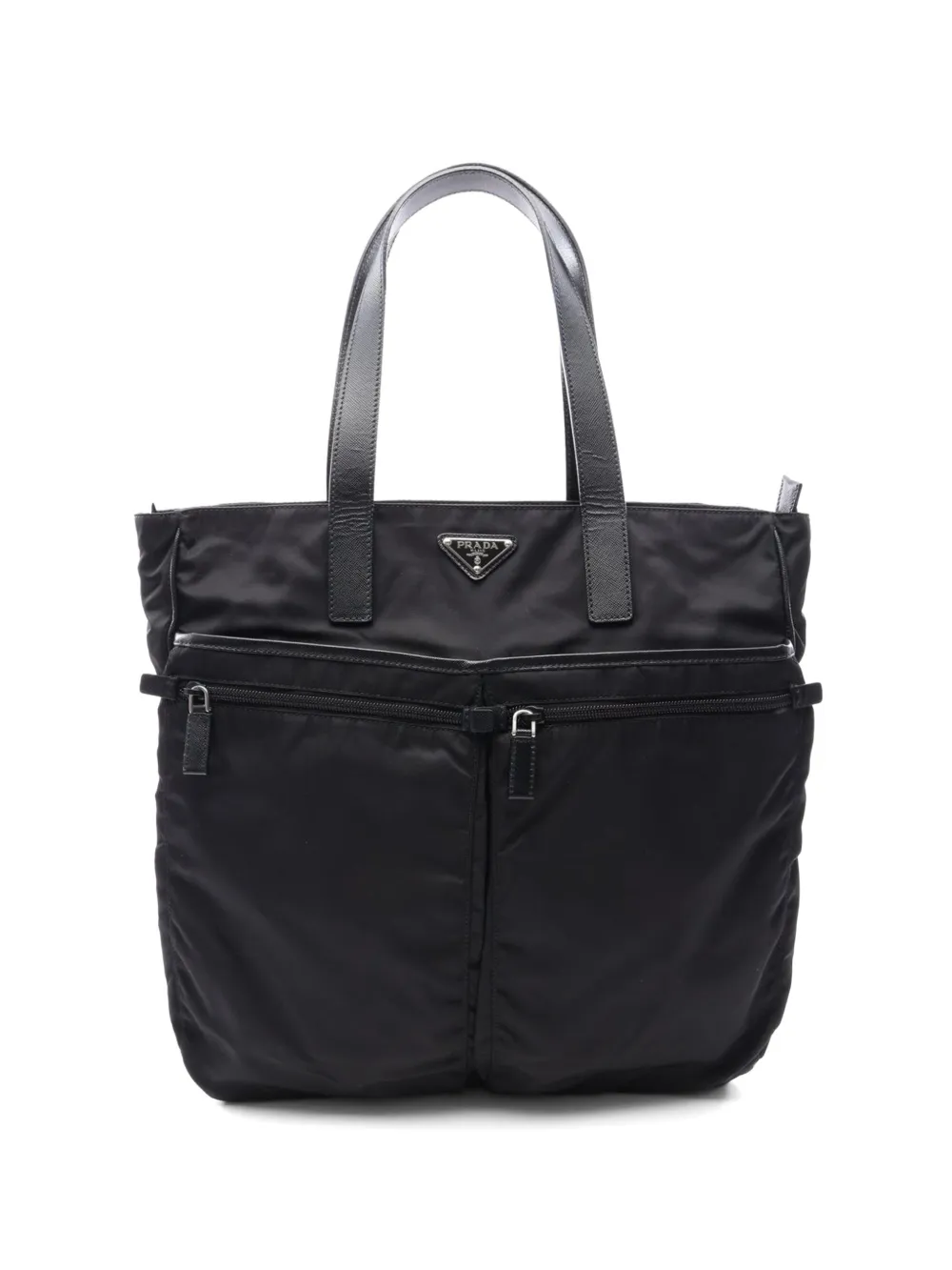 Prada Pre-Owned 2010s Saffiano leather logo-plate tote bag - Schwarz