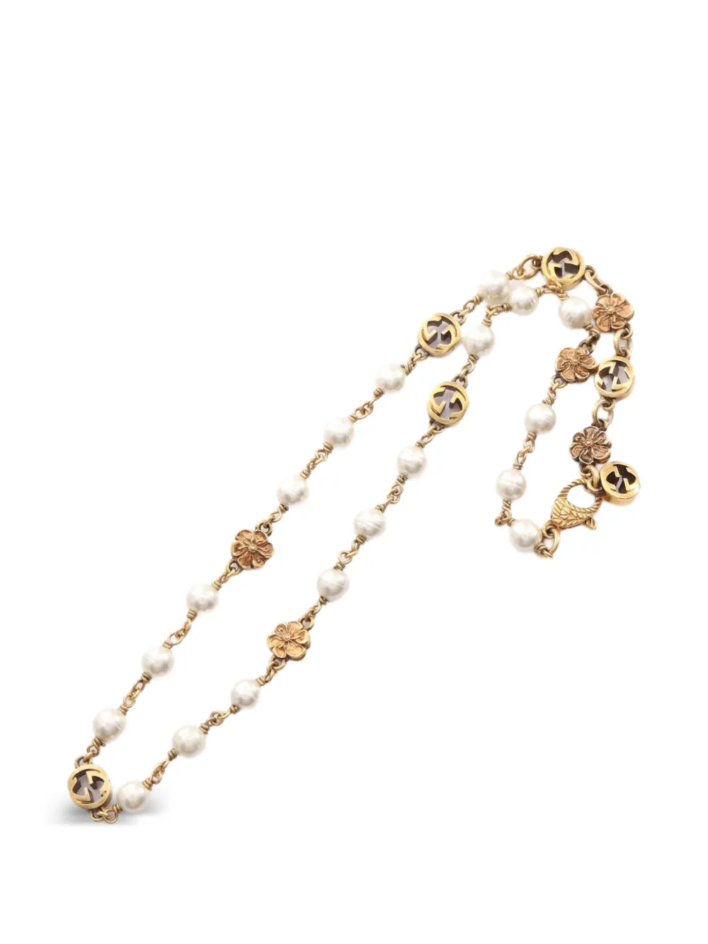 Gucci Pre-Owned 2010s Interlocking G flower necklace - Oro