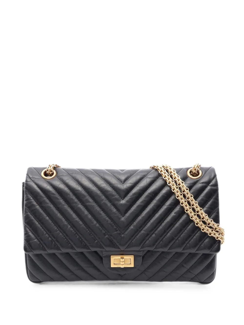 CHANEL Pre-Owned 2016-2017 2.55 Chevron V-stitch shoulder bag - Nero