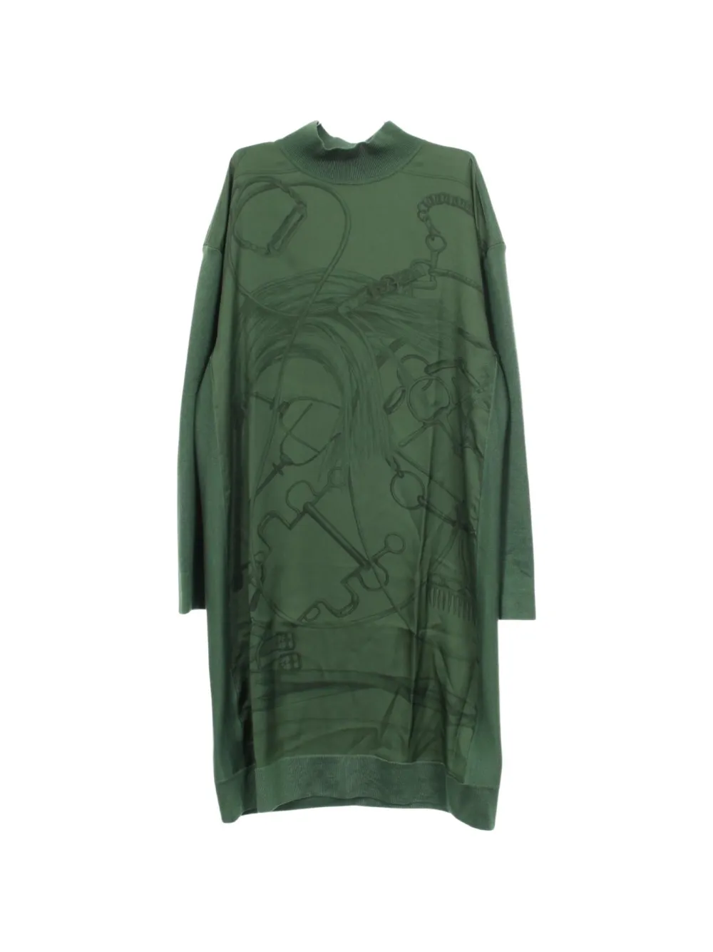 Hermès Pre-Owned 2010s Laine Strickkleid mit Schaleinsatz - Grün