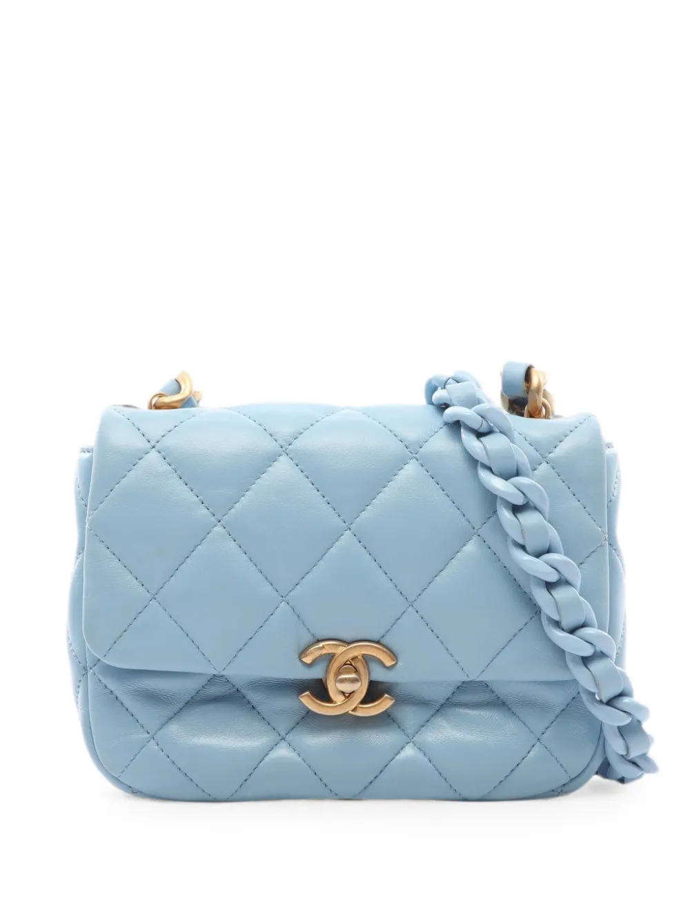 CHANEL Pre-Owned Matelassé chain mini shoulder bag - Blau