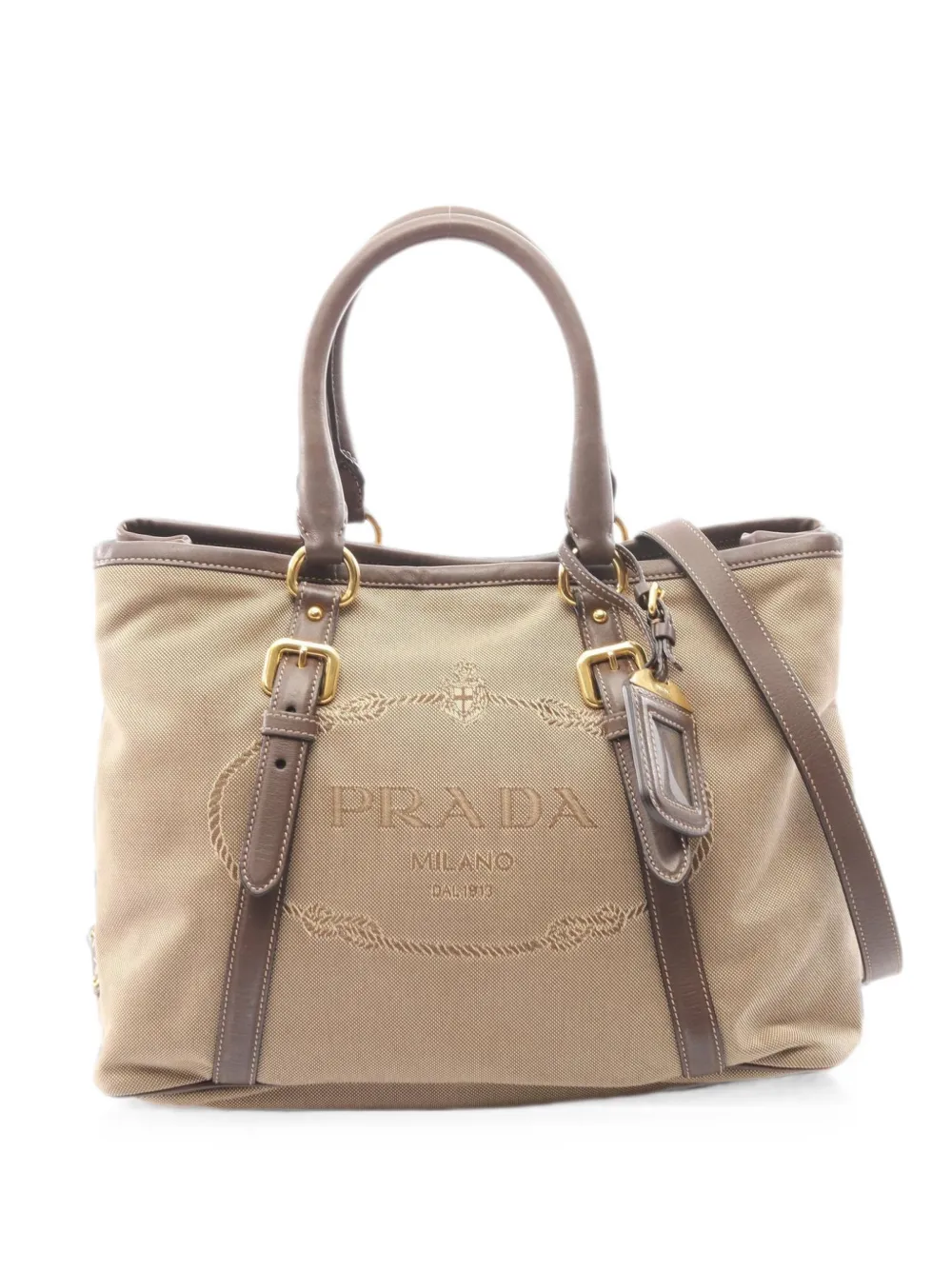 Prada Pre-Owned 2000s Logo Jacquard handbag - Nude