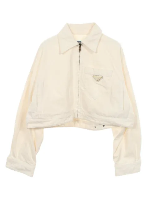 Prada Pre-Owned 2000s logo-plate cropped denim jacket