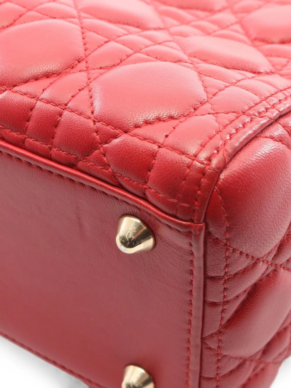 Dior Pre-owned 2010s Lady Dior Cannage Tote Bag in Red, view 5