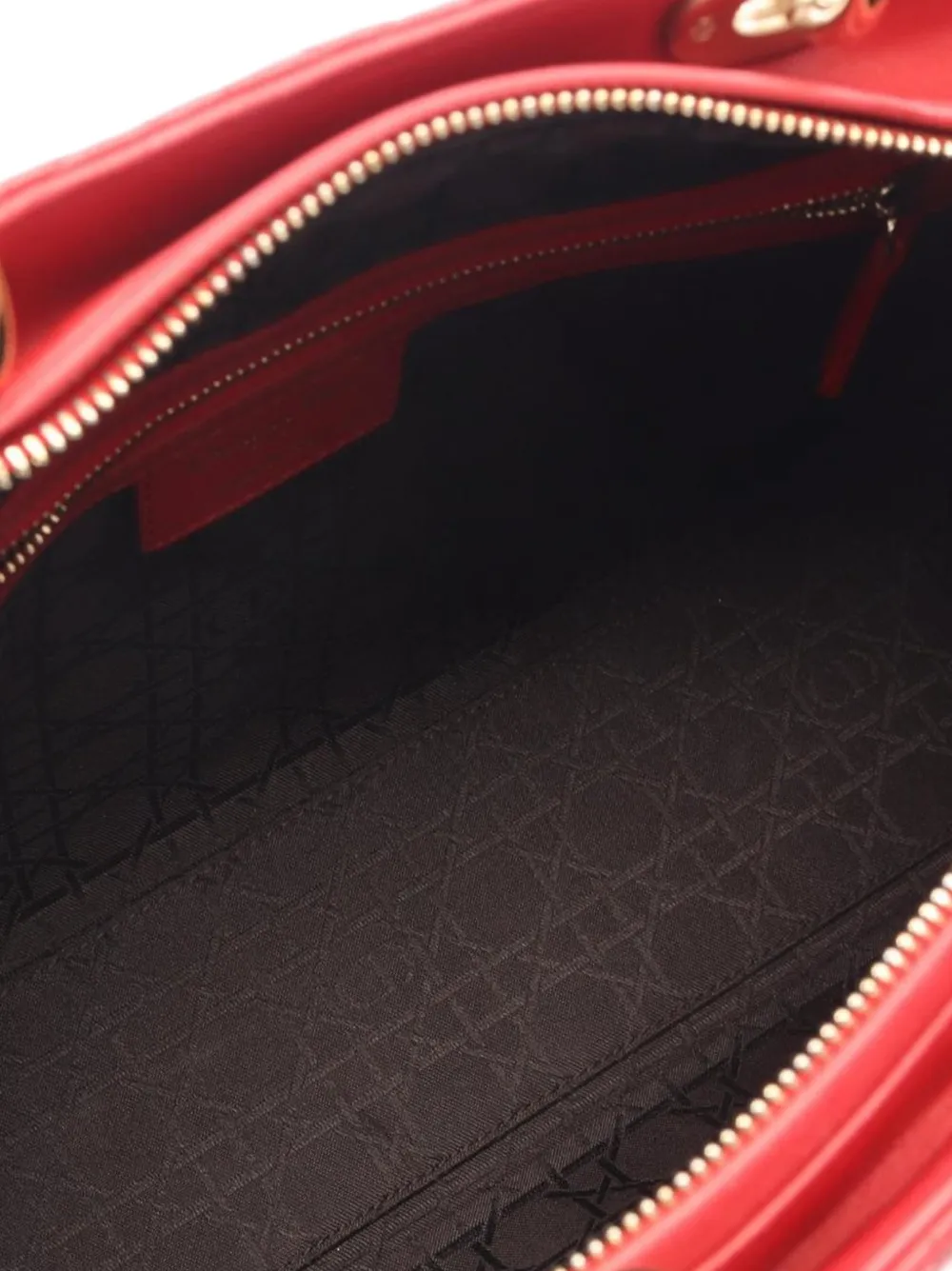 Dior Pre-owned 2010s Lady Dior Cannage Tote Bag in Red, view 3