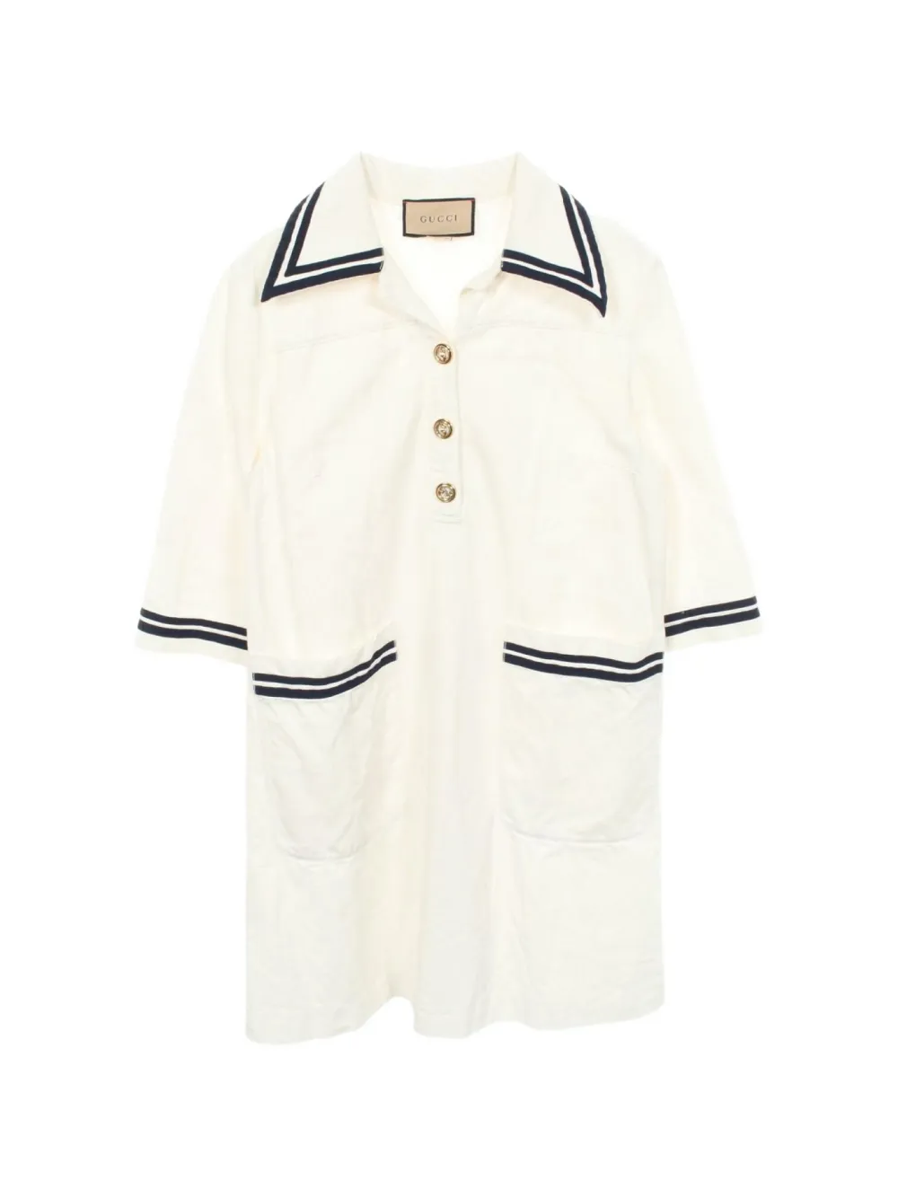 Gucci Pre-Owned 2000s striped-trim shirt dress - Weiß