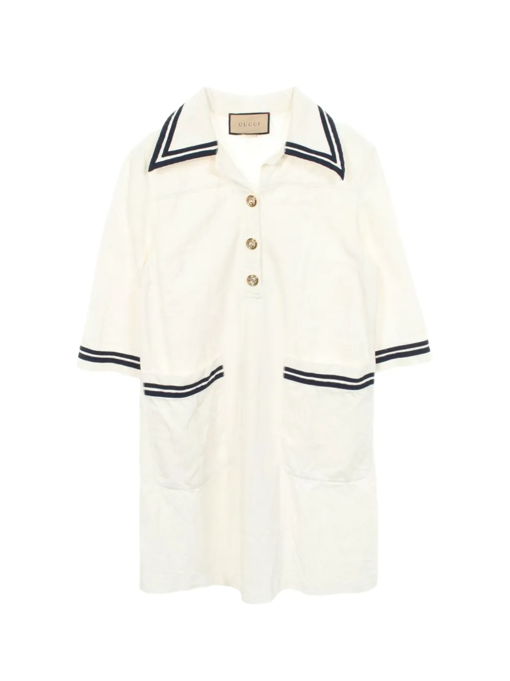 Gucci Pre-Owned 2000s striped-trim shirt dress - Bianco