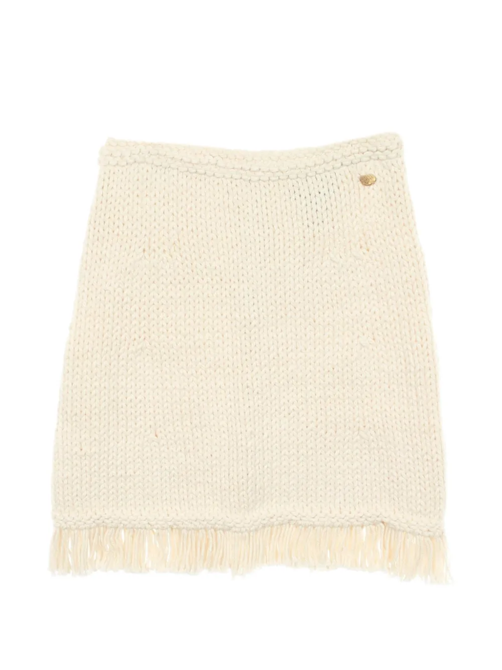 CHANEL Pre-Owned 1986-1988 Coco Mark fringed mini skirt - Toni neutri