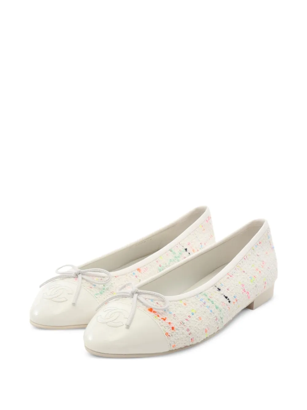 CHANEL Pre-Owned 1986-1988 bow-detail ballet flats - Weiß
