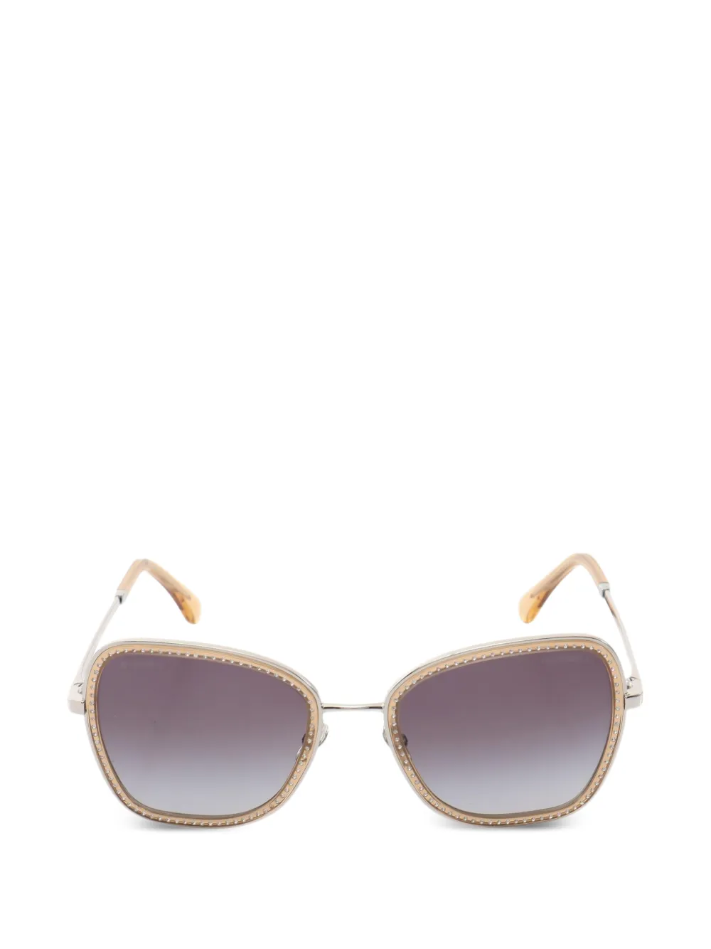 CHANEL Pre-Owned 1986-1988 rhinestone square sunglasses - Nude
