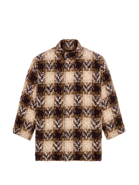 Saint Laurent short coat in check tweed