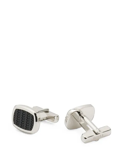 BOSS herringbone-patterned rectangular cufflinks