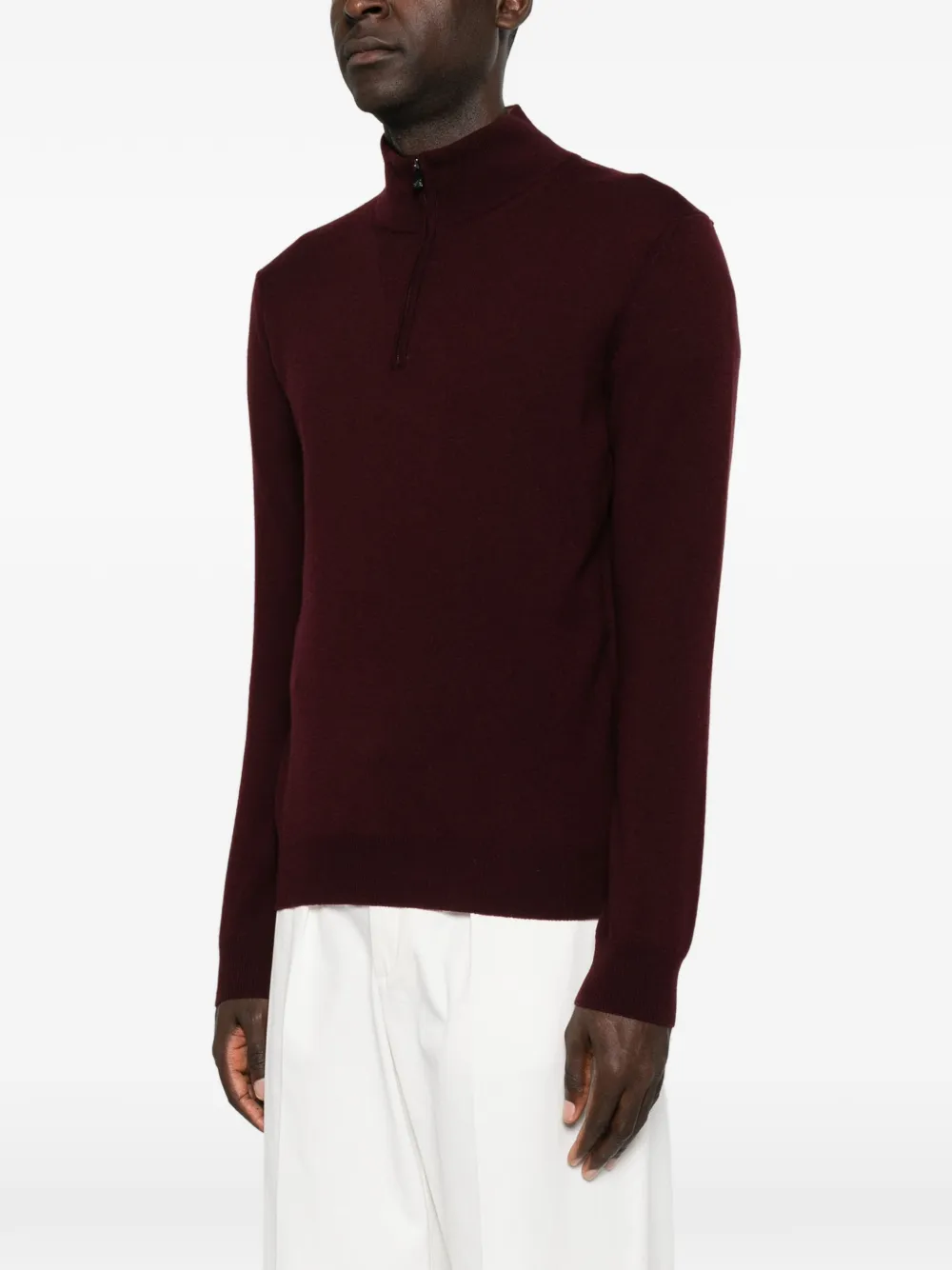 Corneliani quarter-zip knitted sweater Rood