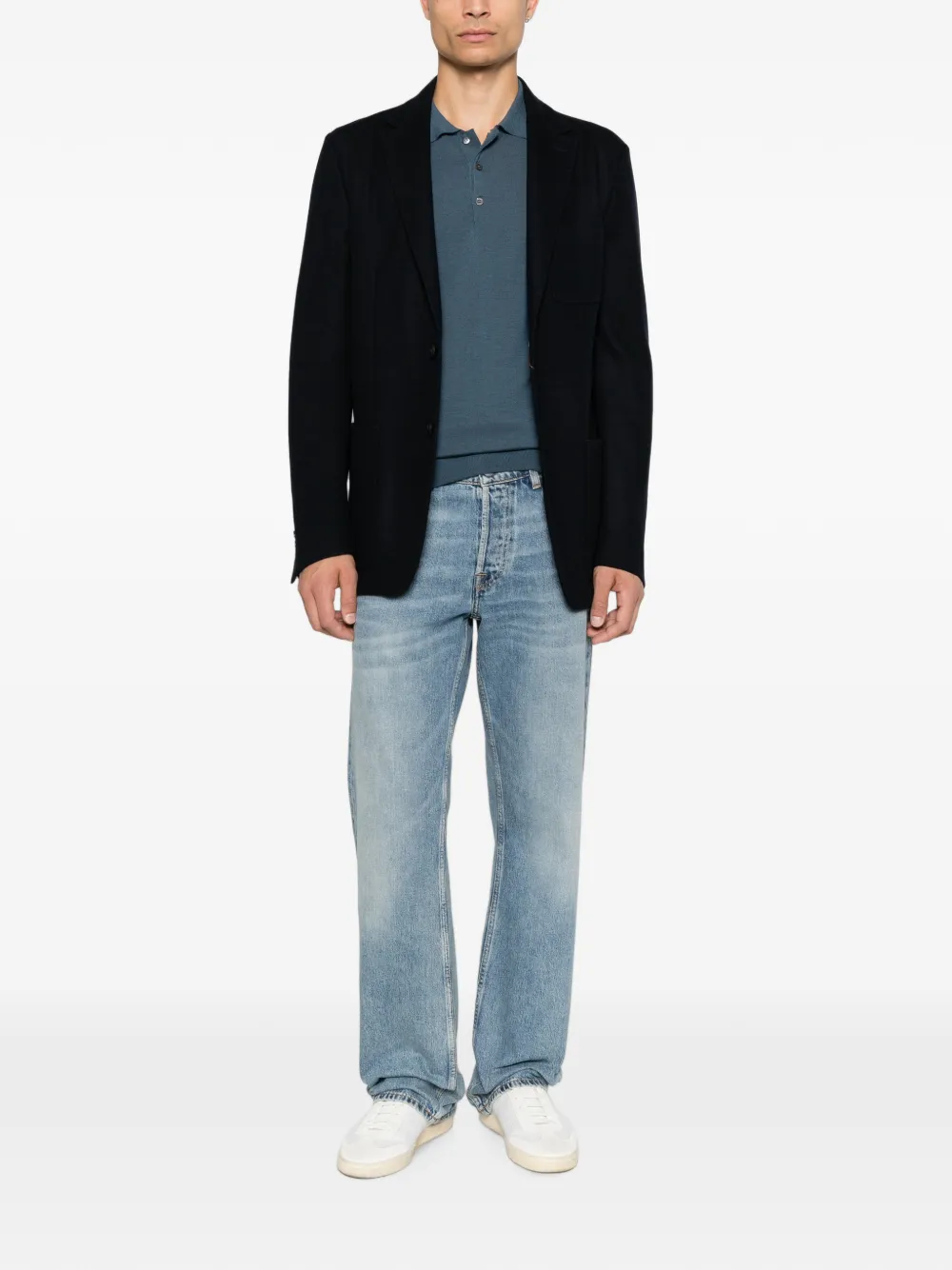 Canali Polotrui met lange mouwen Blauw