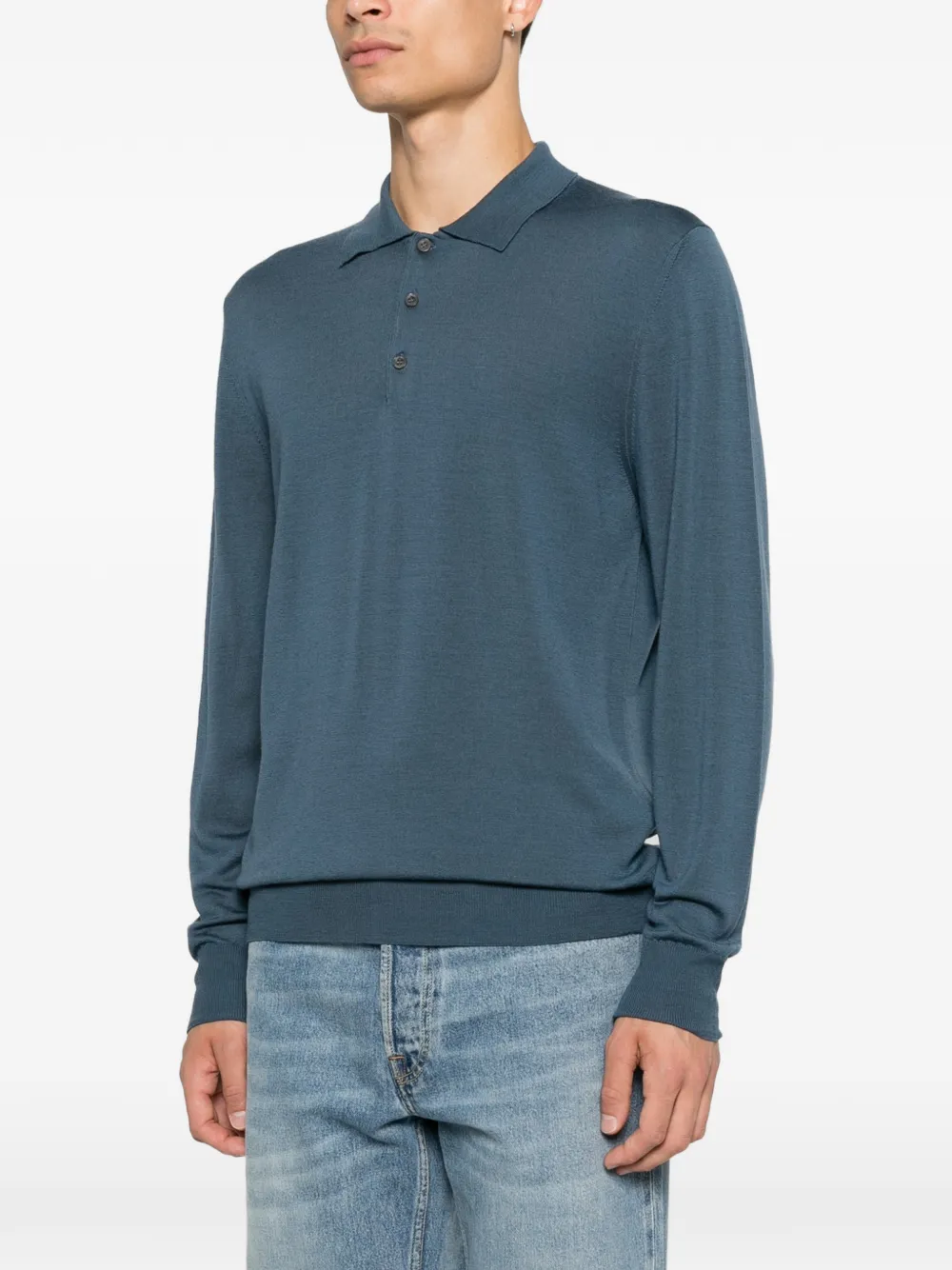 Canali Polotrui met lange mouwen Blauw