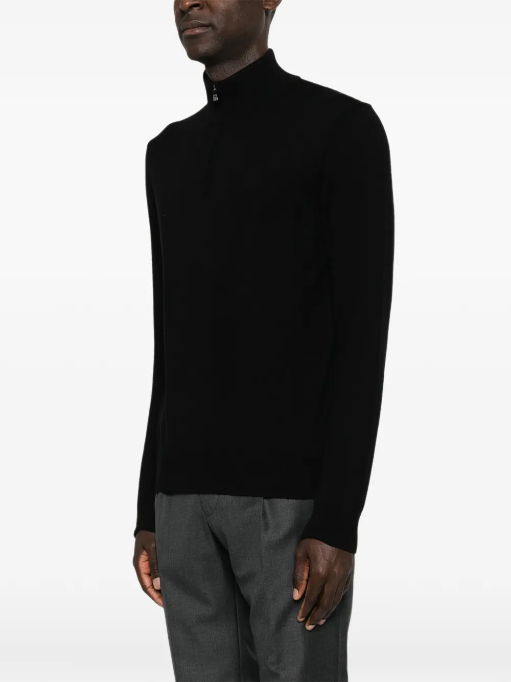 Corneliani Trui met hoge hals en kwartrits Zwart
