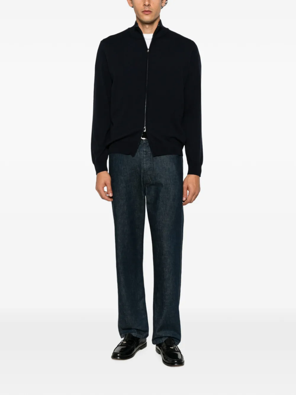 Corneliani Trui met hoge hals en rits Blauw