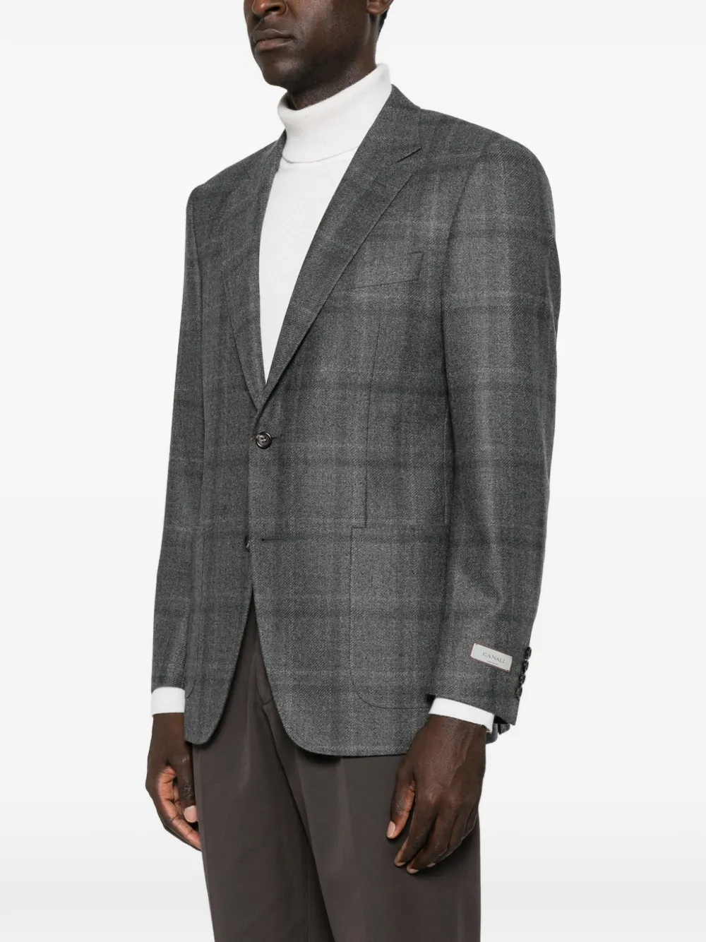 Canali Geruite blazer met enkele rij knopen Grijs