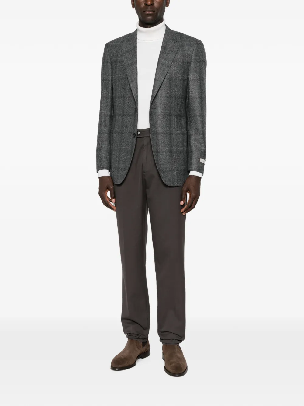 Canali Geruite blazer met enkele rij knopen Grijs