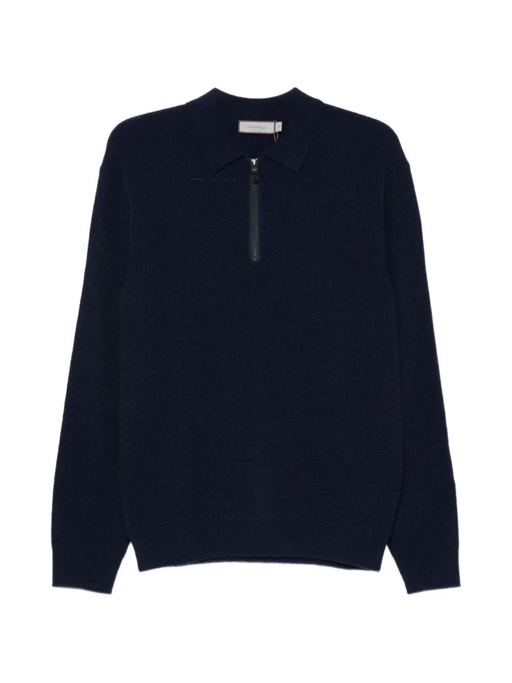 Canali quarter-zip knitted polo sweater